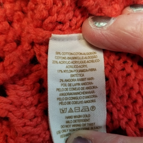 Free People open knit orange mock sweater - Picture 8 of 8